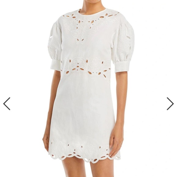 NWT Derek Lam 10 Crosby Everett Eyelet Puffed-Sleeve Mini Dress SIZE 0 - Picture 5 of 11